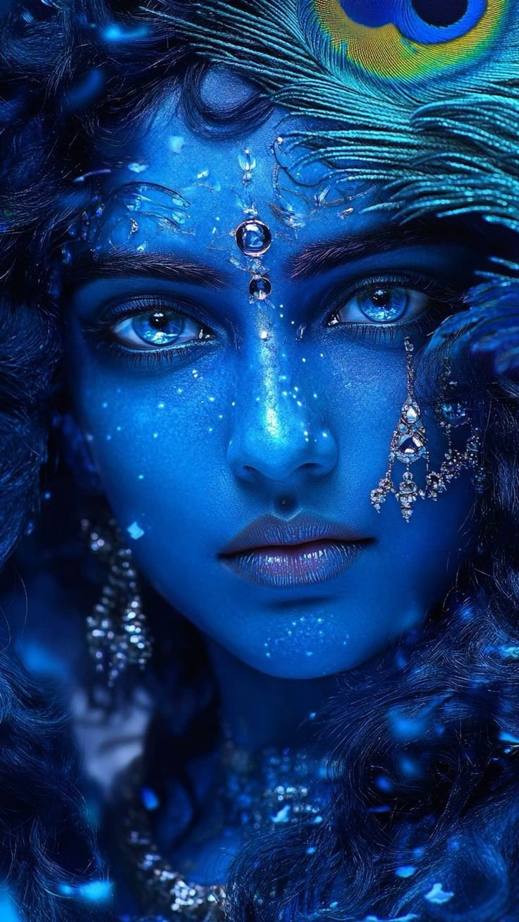 radha krishna wallpaper blue colour